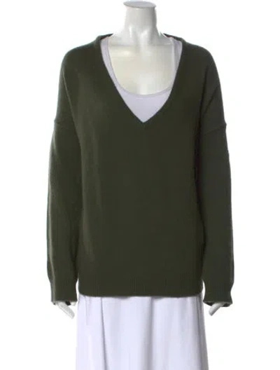 Pre-owned Co Cashmere V-neck Sweater In Green