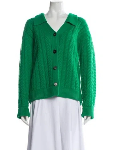 Pre-owned Co Cashmere V-neck Sweater In Green