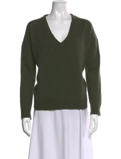 Pre-owned Co Cashmere V-neck Sweater In Green