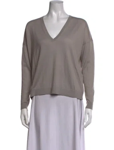 Pre-owned Co Cashmere V-neck Sweater In Grey