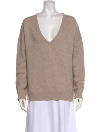 Pre-owned Co Cashmere V-neck Sweater In Neutral