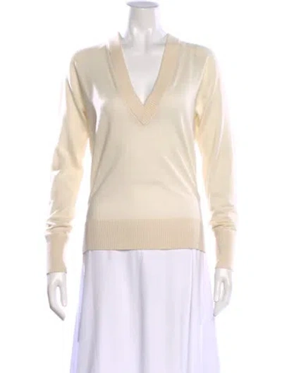 Pre-owned Co Cashmere V-neck Sweater In Neutral