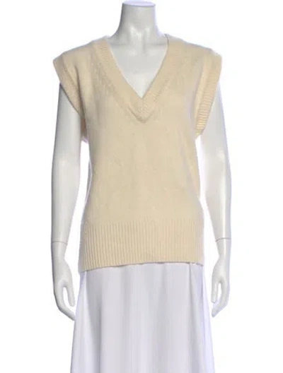 Pre-owned Co Cashmere V-neck Sweater In Neutral