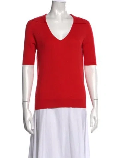 Pre-owned Co Cashmere V-neck Sweater In Red