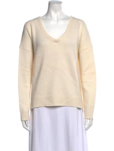 Pre-owned Co Cashmere V-neck Sweater In White