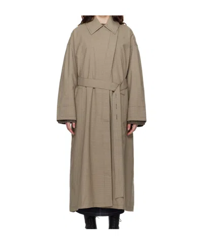 Co Check Suiting Trench At In Gray