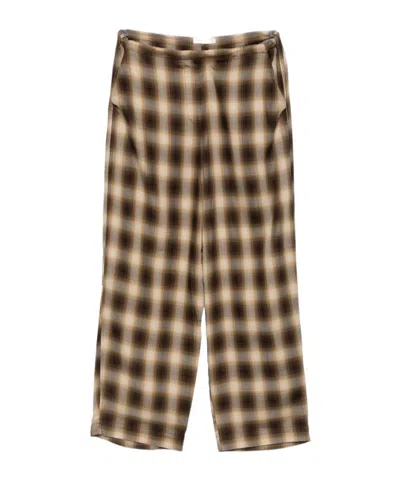 Co Checked Casual Trousers In Brown