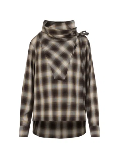 Co Check-pattern Bow-detail Top In Multi