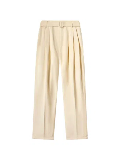 Co Collection Belted Pleated Trousers In Yellow