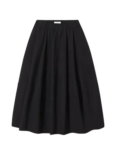 Co Collection Cotton Poplin Midi Skirt In Black