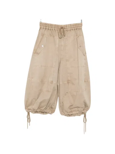 Co Collection Garment-dyed Crop Trousers In Brown