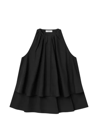 Co Collection Gathered Cotton Shirt In Black