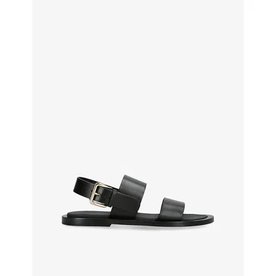 Co Collection Womens Black Thick-strap Leather Flat Sandals Eur 38.5 / 5.5 Uk