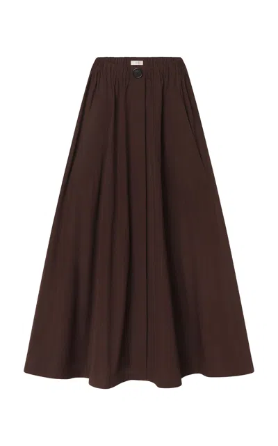 Co Tton Sateen Parachute Skirt In Brown