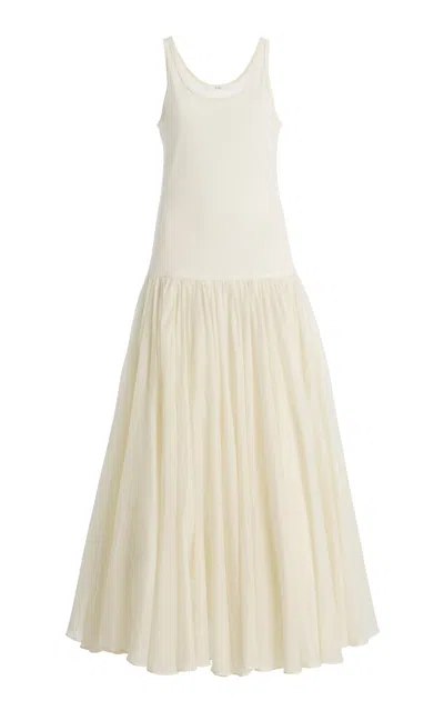 Co Tton-silk Crinoline Maxi Dress In White