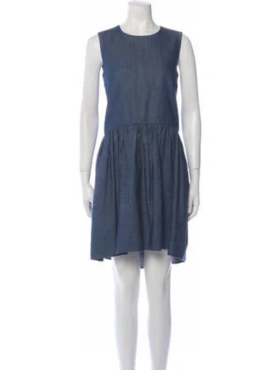 Pre-owned Co Crew Neck Knee-length Dress In Blue