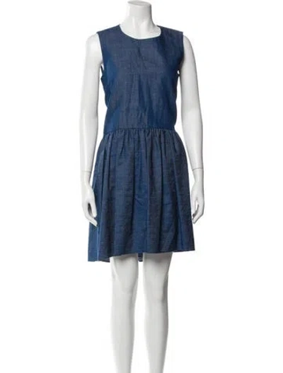 Pre-owned Co Crew Neck Knee-length Dress In Blue