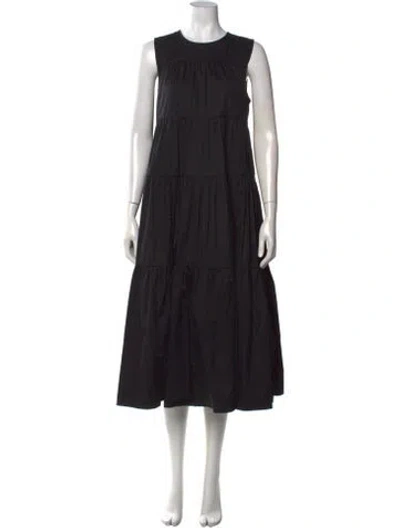 Pre-owned Co Crew Neck Long Dress In Black