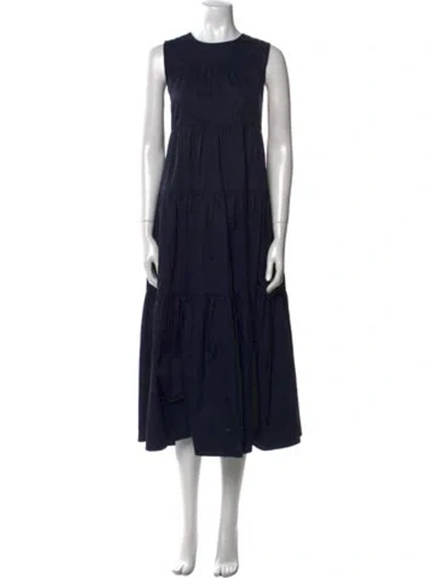 Pre-owned Co Crew Neck Long Dress In Blue