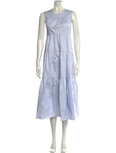 Pre-owned Co Crew Neck Long Dress In Blue