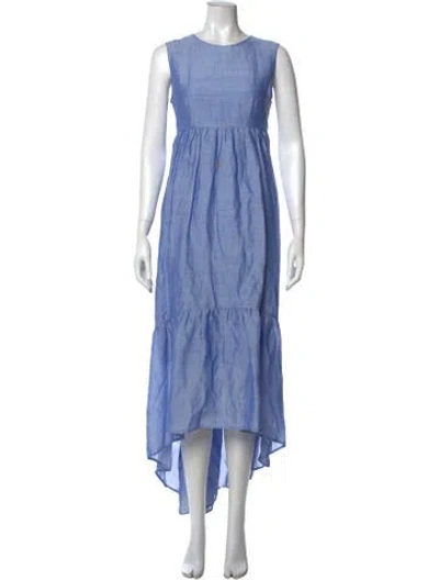 Pre-owned Co Crew Neck Long Dress In Blue