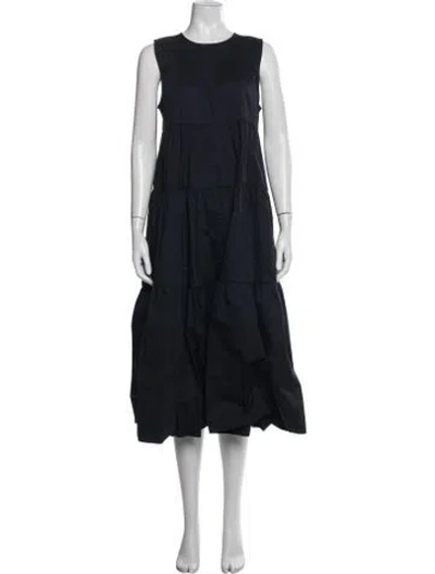 Pre-owned Co Crew Neck Long Dress In Blue