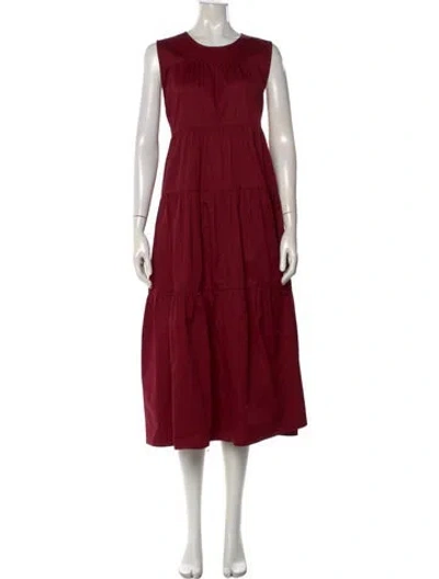 Pre-owned Co Crew Neck Long Dress In Burgundy