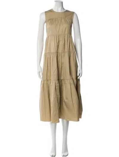 Pre-owned Co Crew Neck Long Dress In Neutral