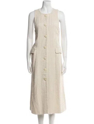 Pre-owned Co Crew Neck Long Dress In Neutral