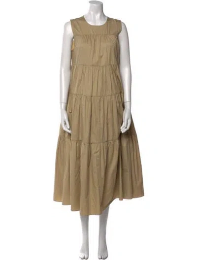 Pre-owned Co Crew Neck Long Dress In Neutral