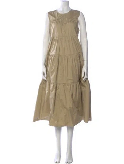 Pre-owned Co Crew Neck Long Dress In Neutral