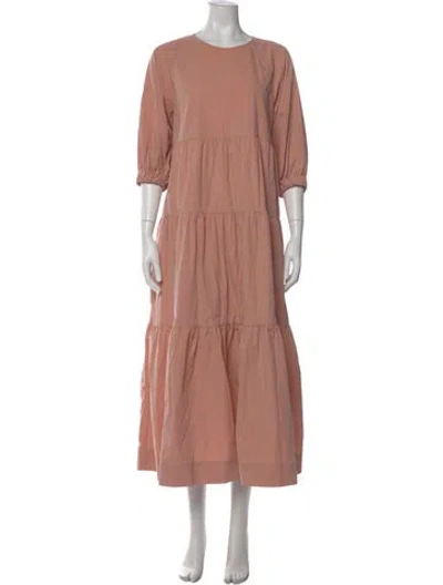 Pre-owned Co Crew Neck Long Dress In Pink
