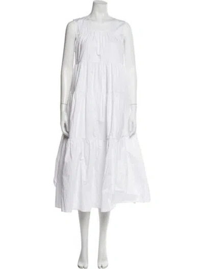 Pre-owned Co Crew Neck Long Dress In White