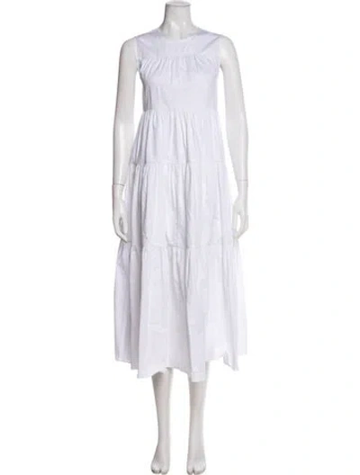 Pre-owned Co Crew Neck Long Dress In White