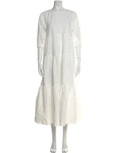 Pre-owned Co Crew Neck Long Dress In White