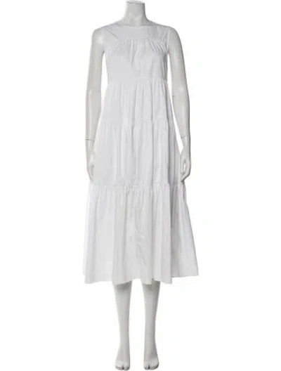 Pre-owned Co Crew Neck Long Dress In White
