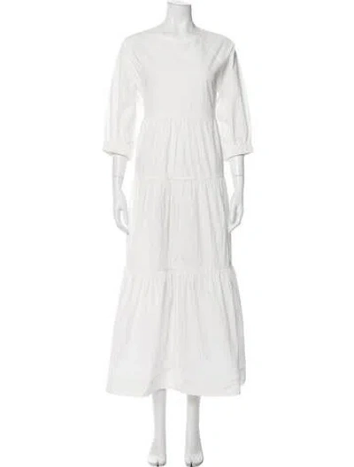 Pre-owned Co Crew Neck Long Dress In White