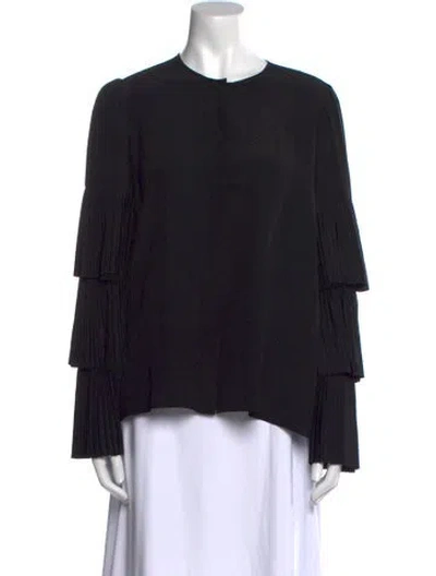 Pre-owned Co Crew Neck Long Sleeve Blouse In Black