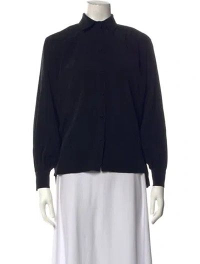 Pre-owned Co Crew Neck Long Sleeve Blouse In Black