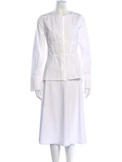 Pre-owned Co Crew Neck Long Sleeve Blouse W/ Tags In White