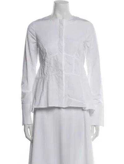 Pre-owned Co Crew Neck Long Sleeve Blouse In White