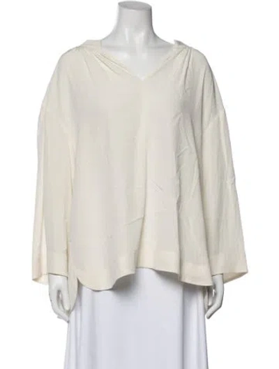 Pre-owned Co Crew Neck Long Sleeve Top In White