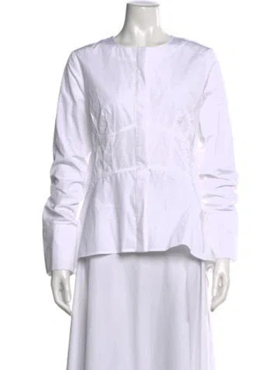 Pre-owned Co Crew Neck Long Sleeve Top In White