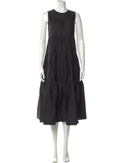 Pre-owned Co Crew Neck Midi Length Dress In Black