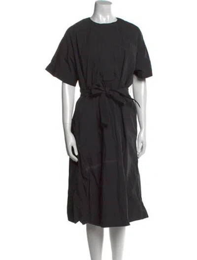 Pre-owned Co Crew Neck Midi Length Dress In Black