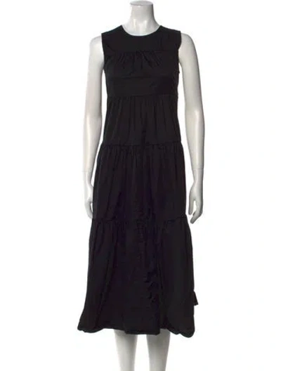 Pre-owned Co Crew Neck Midi Length Dress In Black