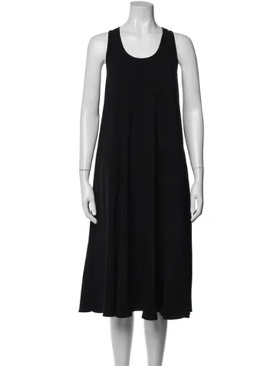 Pre-owned Co Crew Neck Midi Length Dress In Black