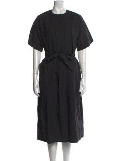 Pre-owned Co Crew Neck Midi Length Dress In Black