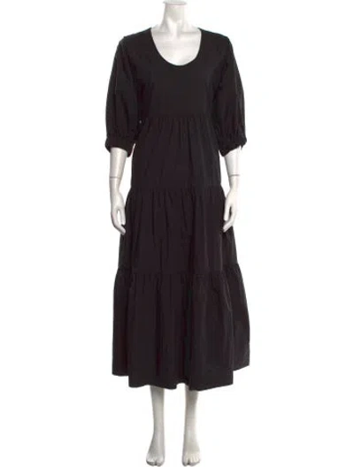 Pre-owned Co Crew Neck Midi Length Dress In Black