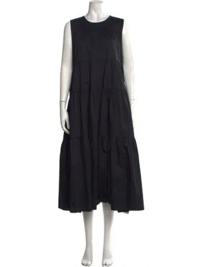 Pre-owned Co Crew Neck Midi Length Dress In Black